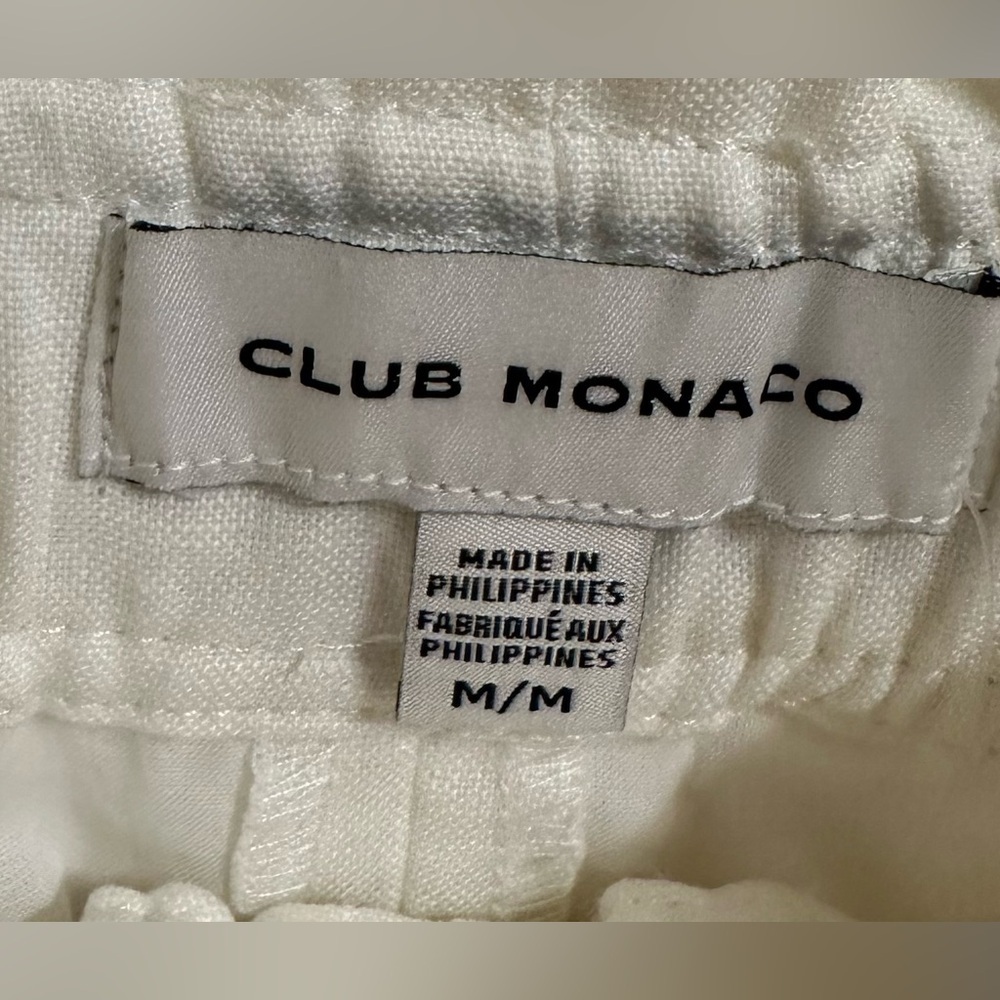 100% Linen Club Monaco Cream High Waist Shorts W/Pockets $98 - Picture 4 of 7